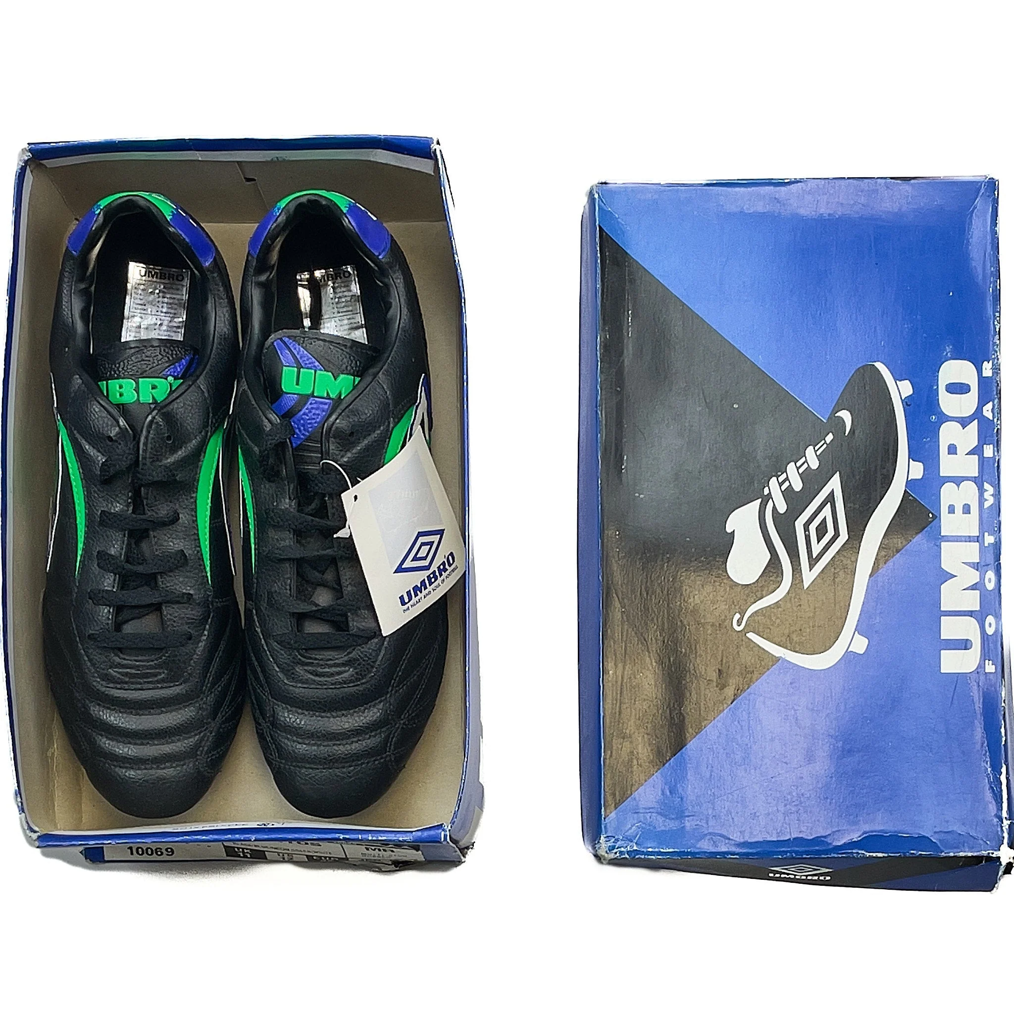 1980'S Classic Umbro Green/Blue Football Boots (11) - Image 2