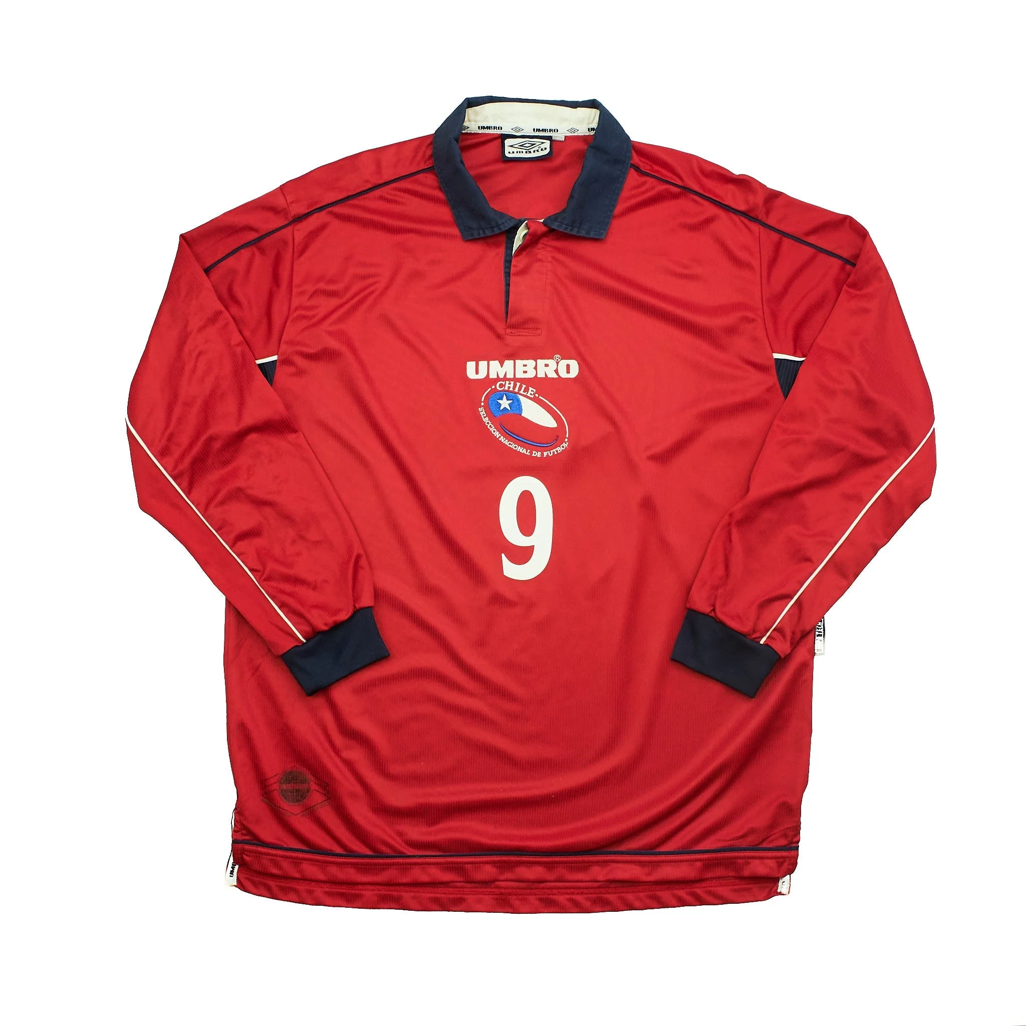 2000/01 Chile Zamorano #9 L/S Home Shirt (L) Umbro - Image 2