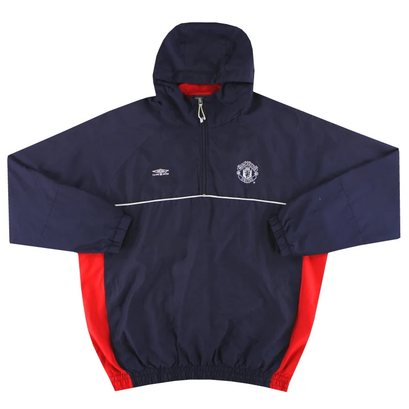 2000-01 Manchester United Umbro 1/4 Zip Hooded Track Jacket XL