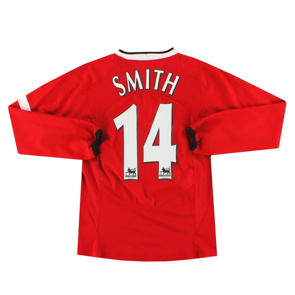 2004-06 Manchester United Nike Home Shirt Smith #14 L/S L.Boys