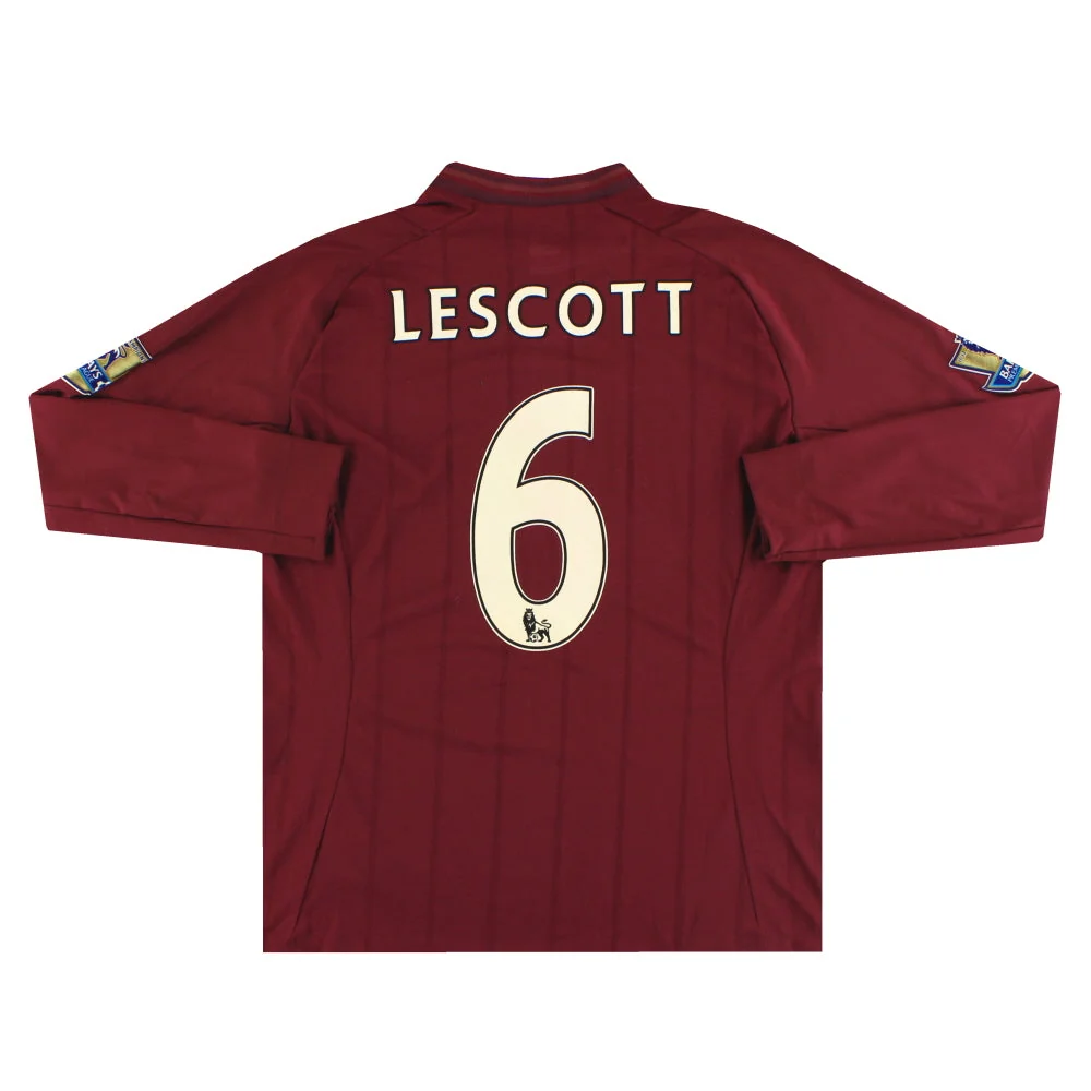 2012-13 Manchester City Umbro Away Shirt Lescott #6 L/S *Mint*