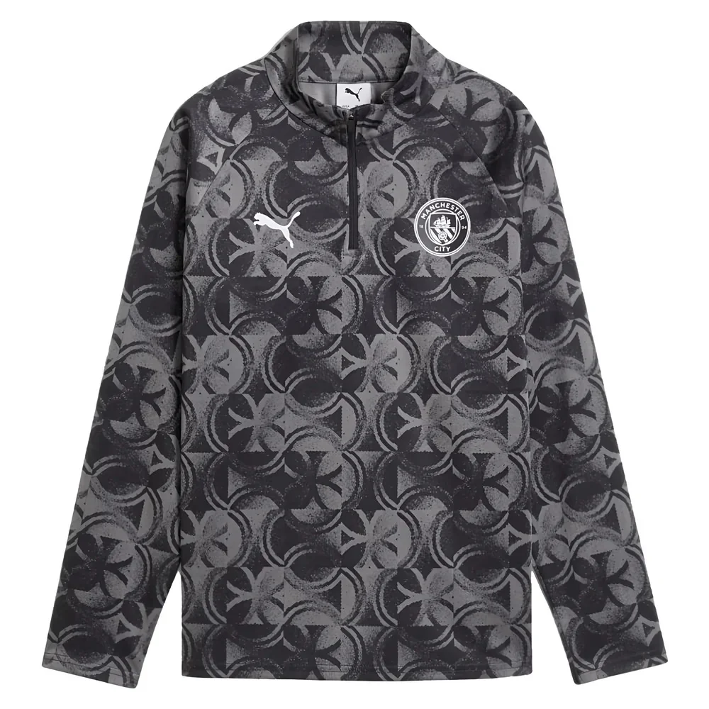2025-2026 Man City Warm Up 1/4 Zip Top (Black) - Kids - Image 11