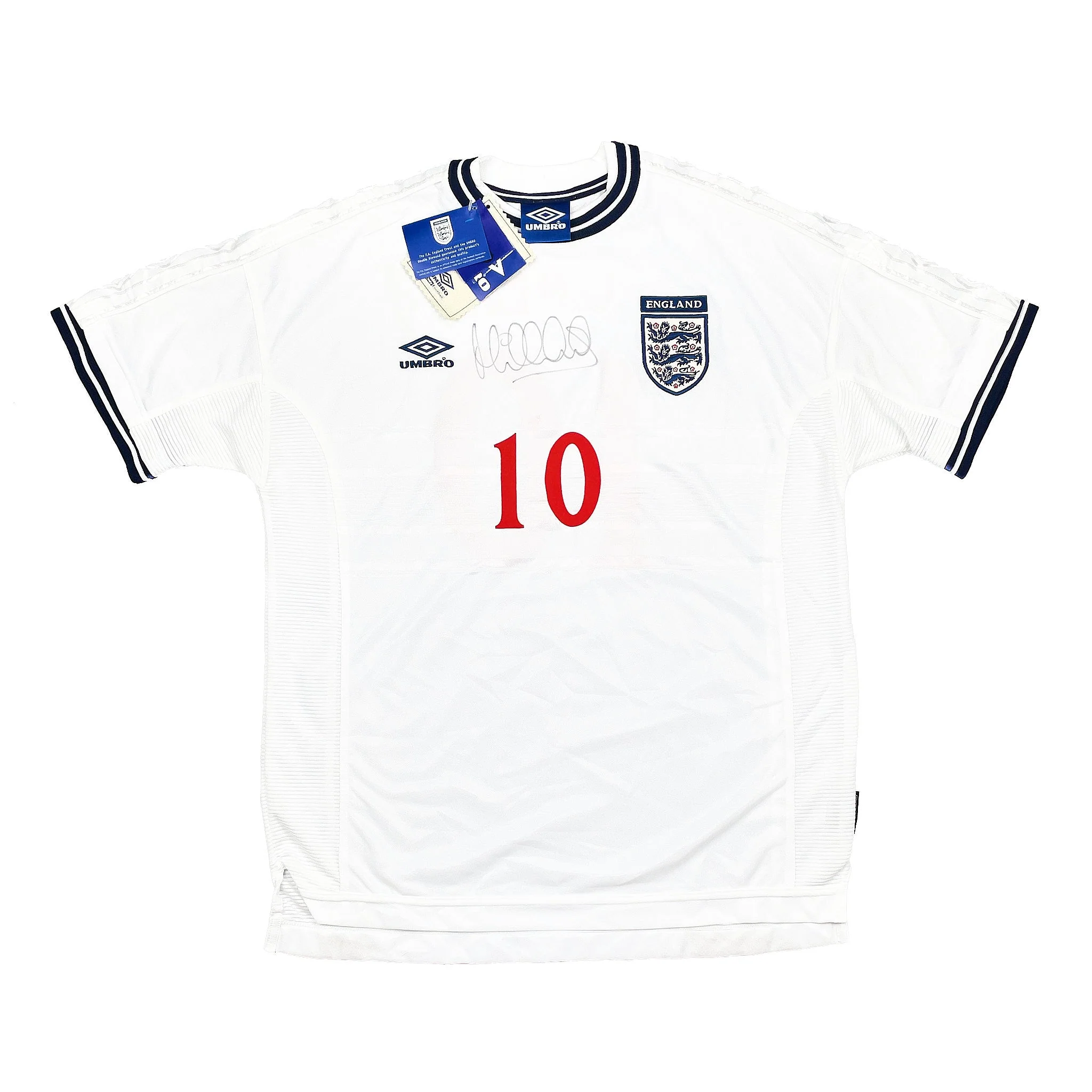 1999/01 England Owen #10 *BNWT* Signed Home Shirt (XL) Umbro - Image 4