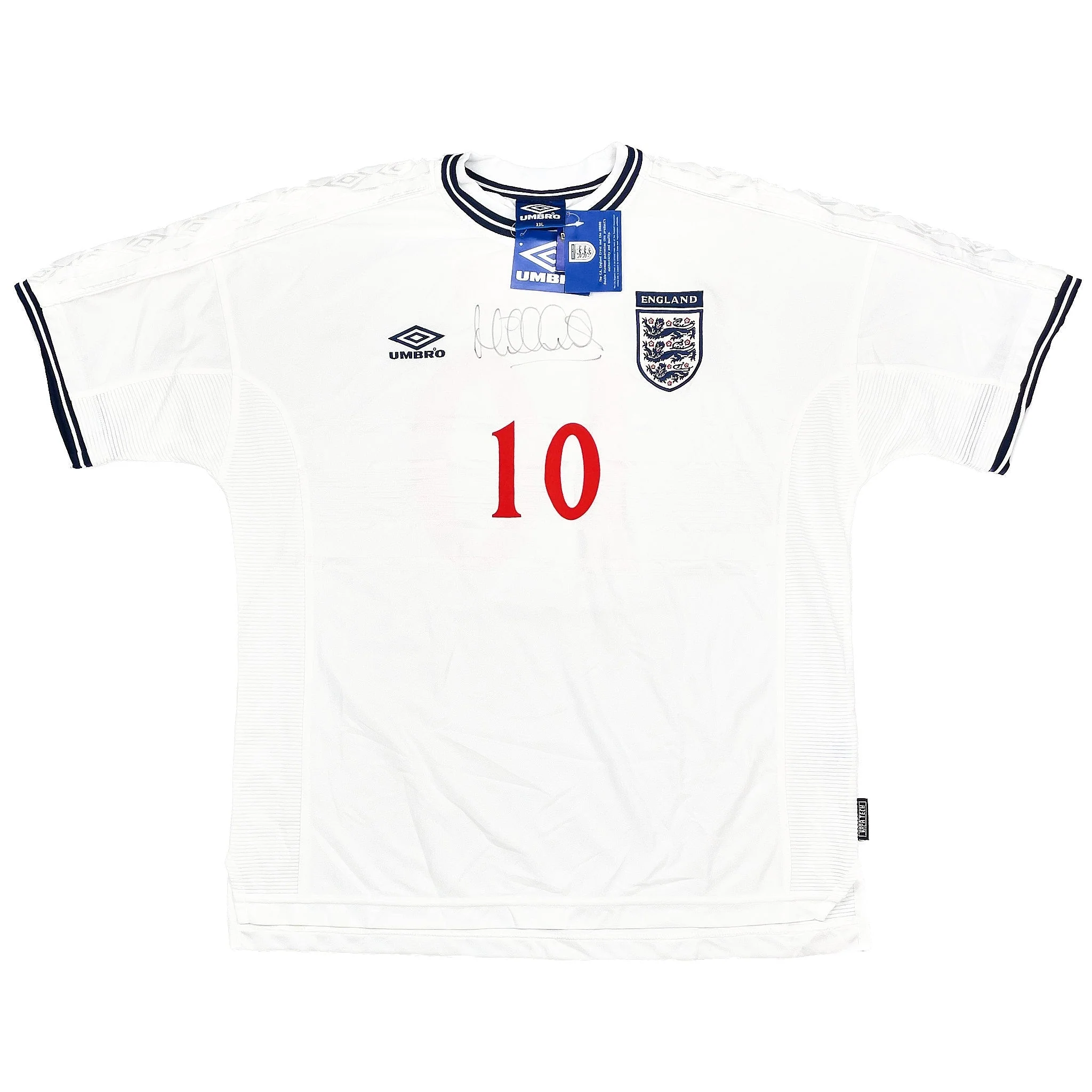 1999/01 England Owen #10 *BNWT* Signed Home Shirt (XXL) Umbro - Image 2
