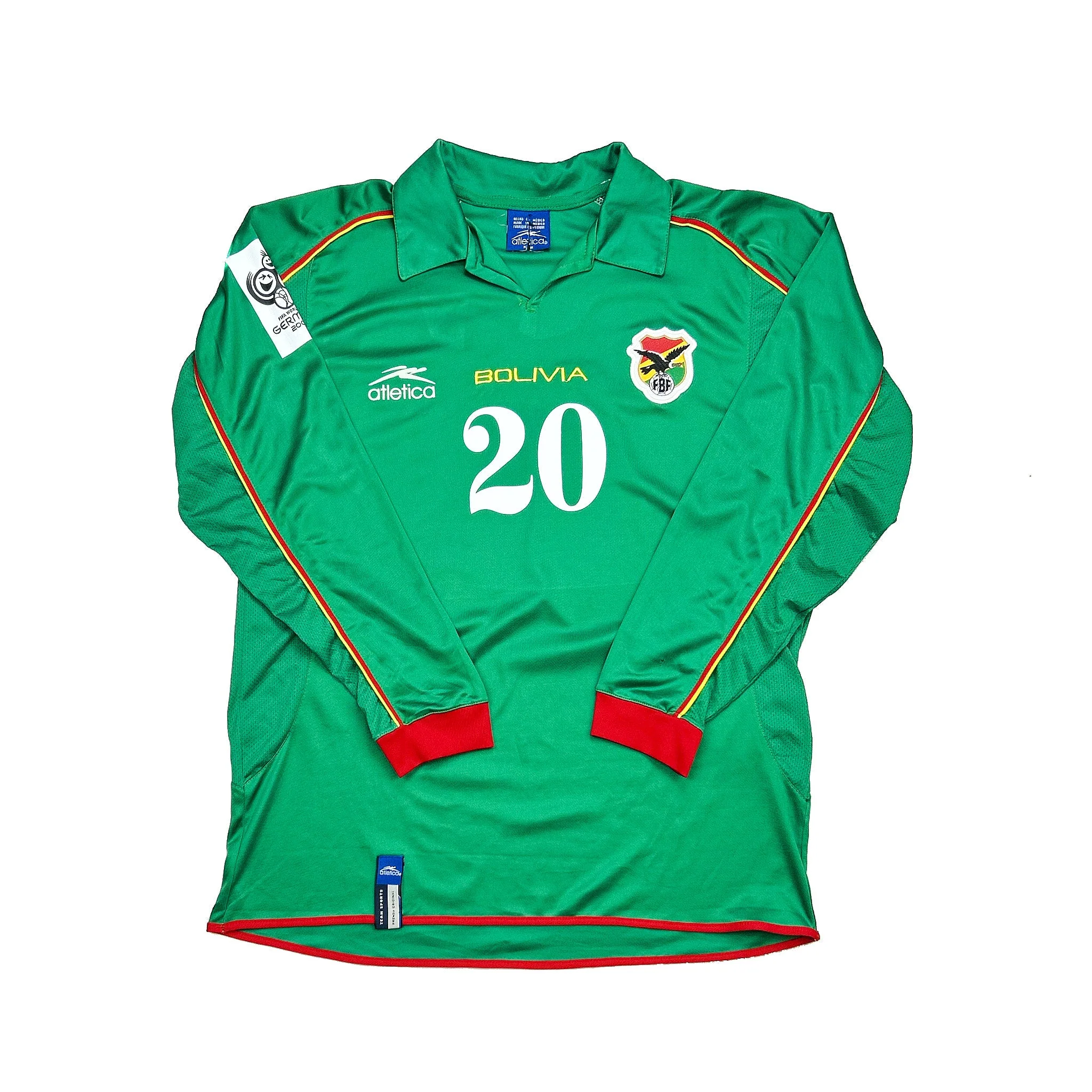 2004/06 Bolivia Botero #20 L/S Home Shirt (M) Atletica - Image 3