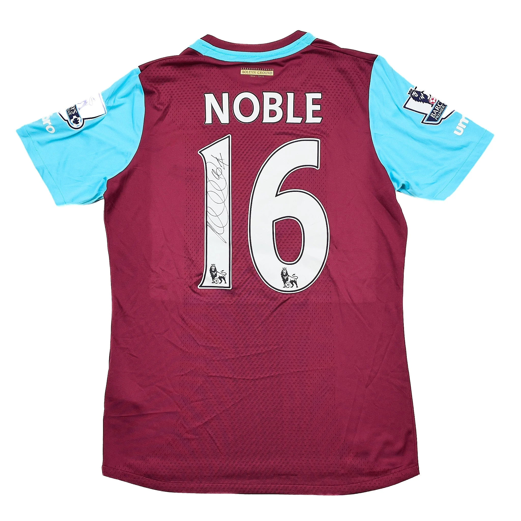 2015/16 West Ham Noble #16 *Match Issue + Signed* Home Shirt (S) Umbro - Image 3