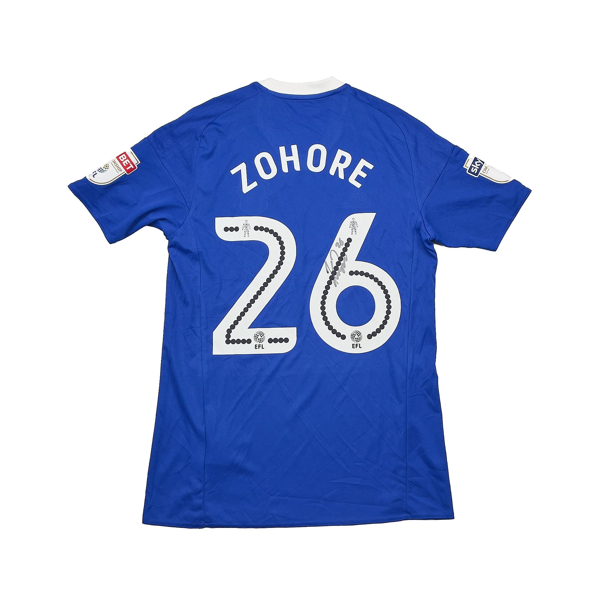2016/17 Cardiff City Zohore #26 *Match Issued + Signed* Home Shirt (S) Adidas - Image 3