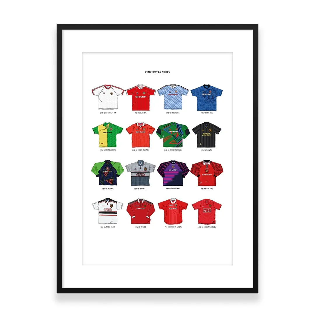 Iconic Manchester United Shirts A3 Print - Image 2