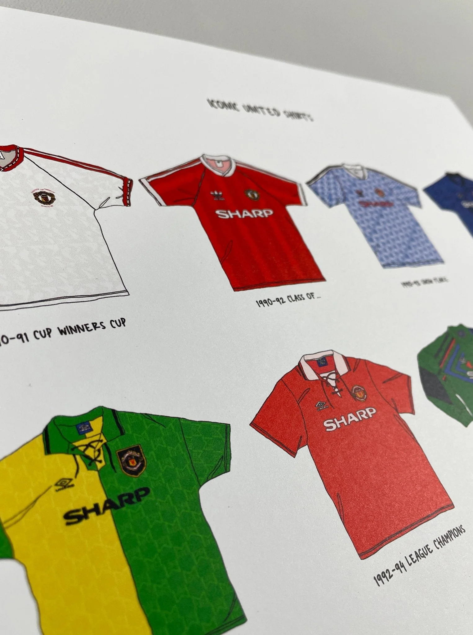 Iconic Manchester United Shirts A3 Print - Image 5